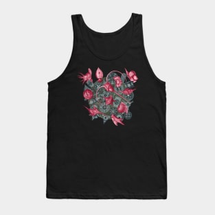 Ernst Haeckel Red Peridinea on Cerulean  Diatoms Tank Top